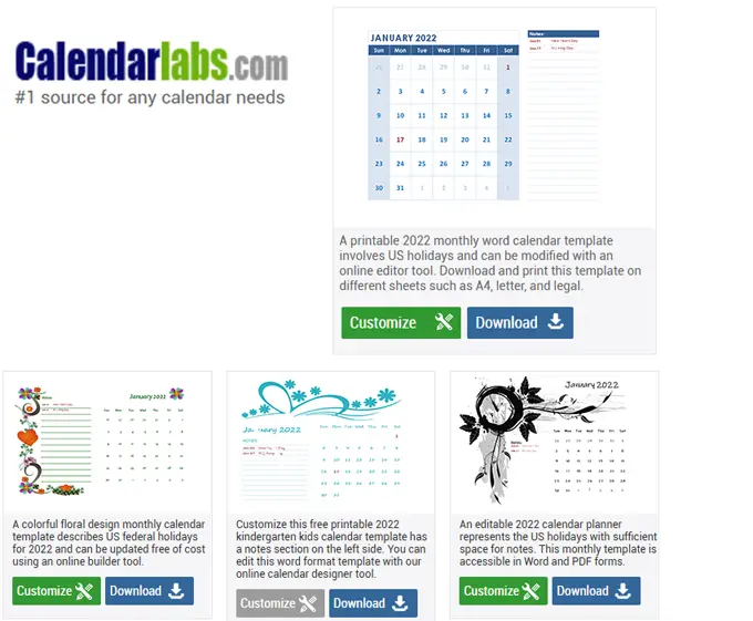 Programma per che crea calendari personalizzati